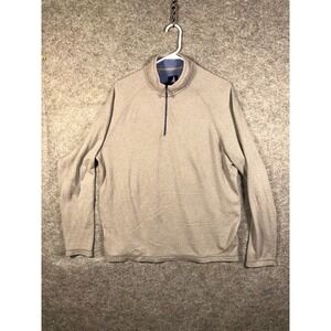 Johnnie-O Mens Large Quarter Zip Sweater Pullover Light Gray Golf Casual